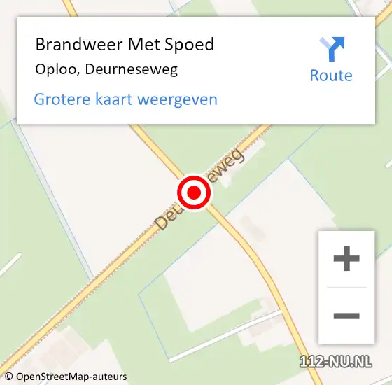 Locatie op kaart van de 112 melding: Brandweer Met Spoed Naar Oploo, Deurneseweg op 1 juli 2018 12:03