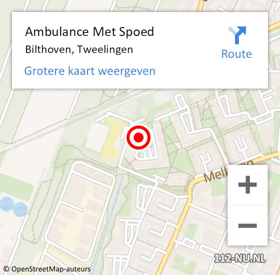 Locatie op kaart van de 112 melding: Ambulance Met Spoed Naar Bilthoven, Tweelingen op 1 juli 2018 12:17