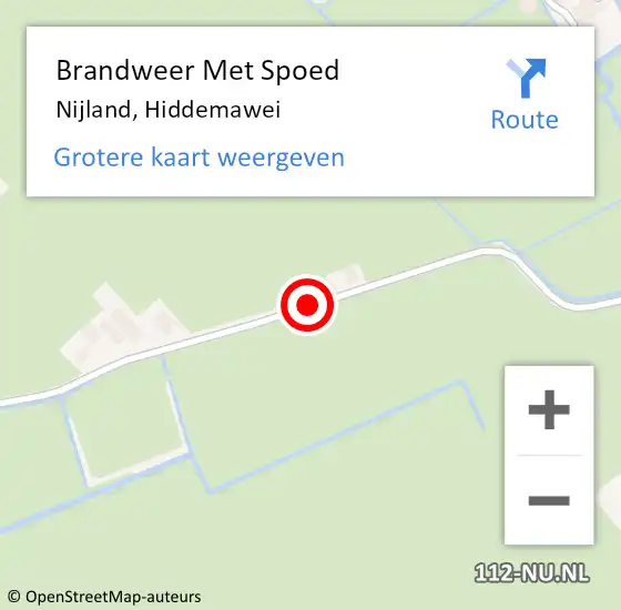 Locatie op kaart van de 112 melding: Brandweer Met Spoed Naar Nijland, Hiddemawei op 1 juli 2018 12:19