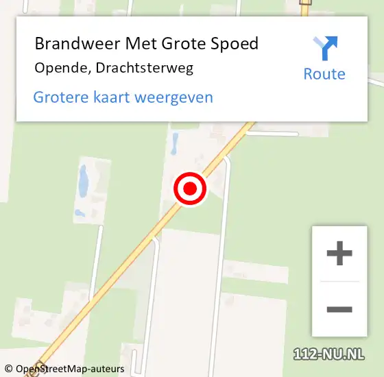 Locatie op kaart van de 112 melding: Brandweer Met Grote Spoed Naar Opende, Drachtsterweg op 1 juli 2018 12:33