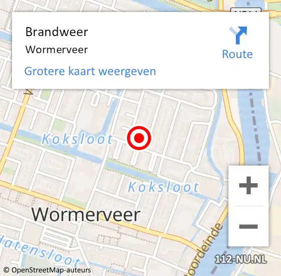 Locatie op kaart van de 112 melding: Brandweer Wormer op 1 juli 2018 12:40