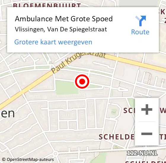 Locatie op kaart van de 112 melding: Ambulance Met Grote Spoed Naar Vlissingen, Van De Spiegelstraat op 1 juli 2018 13:23