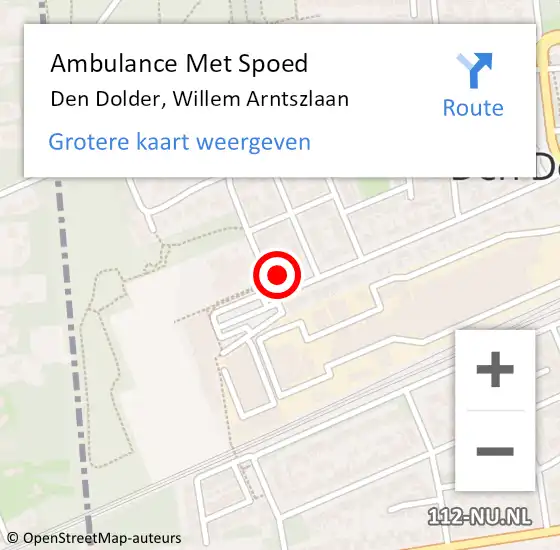 Locatie op kaart van de 112 melding: Ambulance Met Spoed Naar Den Dolder, Willem Arntszlaan op 1 juli 2018 13:37