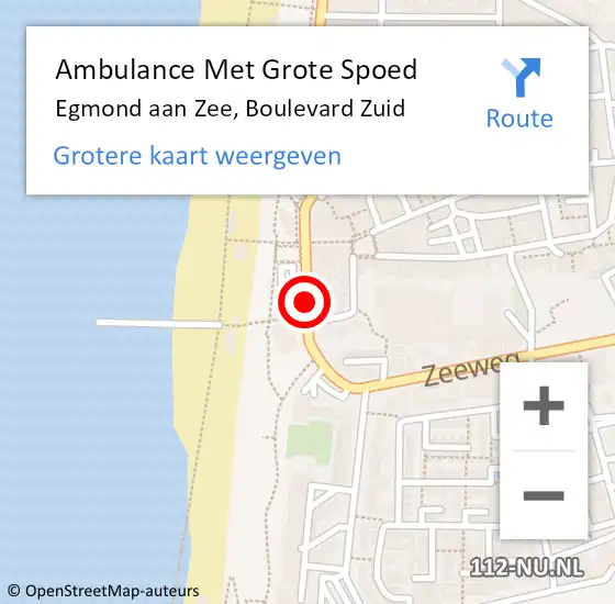 Locatie op kaart van de 112 melding: Ambulance Met Grote Spoed Naar Egmond aan Zee, Boulevard Zuid op 1 juli 2018 13:38