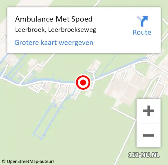 Locatie op kaart van de 112 melding: Ambulance Met Spoed Naar Leerbroek, Leerbroekseweg op 1 juli 2018 13:47