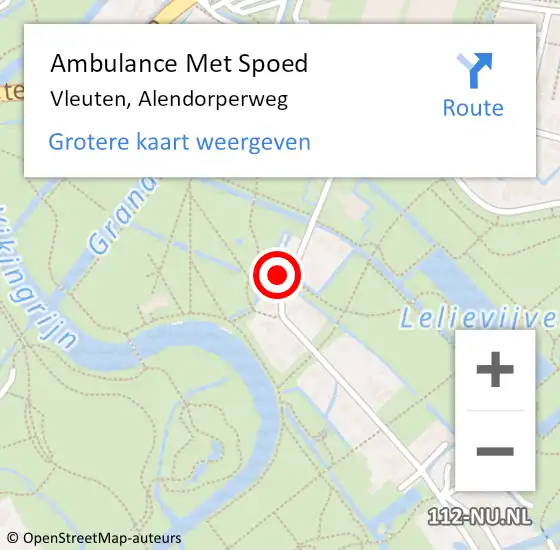 Locatie op kaart van de 112 melding: Ambulance Met Spoed Naar Vleuten, Alendorperweg op 1 juli 2018 14:19