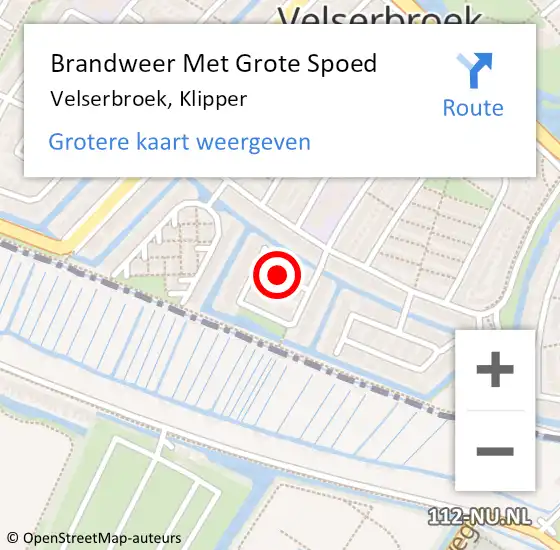 Locatie op kaart van de 112 melding: Brandweer Met Grote Spoed Naar Velserbroek, Klipper op 1 juli 2018 14:34