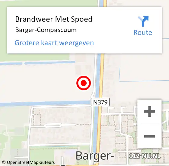 Locatie op kaart van de 112 melding: Brandweer Met Spoed Naar Barger-Compascuum op 1 juli 2018 14:43