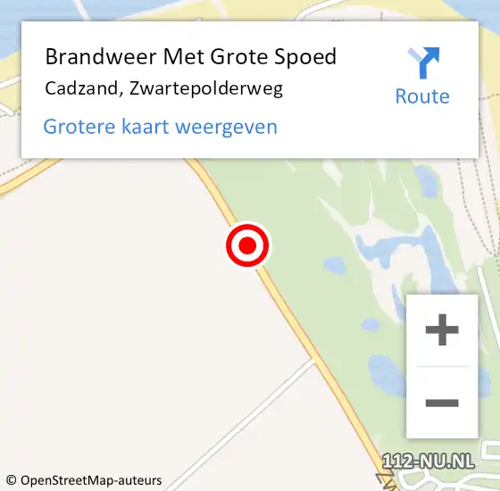 Locatie op kaart van de 112 melding: Brandweer Met Grote Spoed Naar Cadzand, Zwartepolderweg op 1 juli 2018 14:54