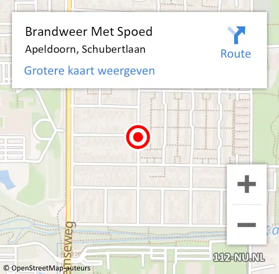 Locatie op kaart van de 112 melding: Brandweer Met Spoed Naar Apeldoorn, Schubertlaan op 1 juli 2018 14:56