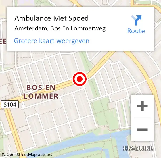 Locatie op kaart van de 112 melding: Ambulance Met Spoed Naar Amsterdam, Bos En Lommerweg op 1 juli 2018 15:17