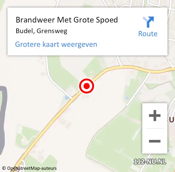 Locatie op kaart van de 112 melding: Brandweer Met Grote Spoed Naar Budel, Grensweg op 1 juli 2018 15:56