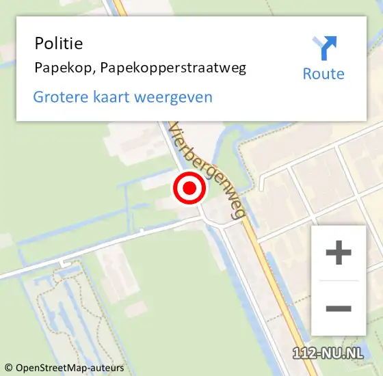 Locatie op kaart van de 112 melding: Politie Papekop, Papekopperstraatweg op 1 juli 2018 16:06