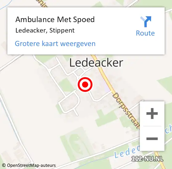 Locatie op kaart van de 112 melding: Ambulance Met Spoed Naar Ledeacker, Stippent op 1 juli 2018 16:26