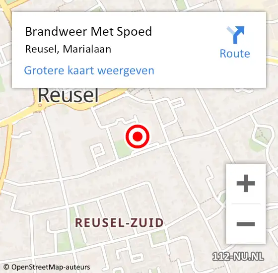 Locatie op kaart van de 112 melding: Brandweer Met Spoed Naar Reusel, Marialaan op 1 juli 2018 17:21