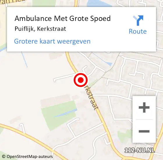 Locatie op kaart van de 112 melding: Ambulance Met Grote Spoed Naar Puiflijk, Kerkstraat op 1 juli 2018 17:29