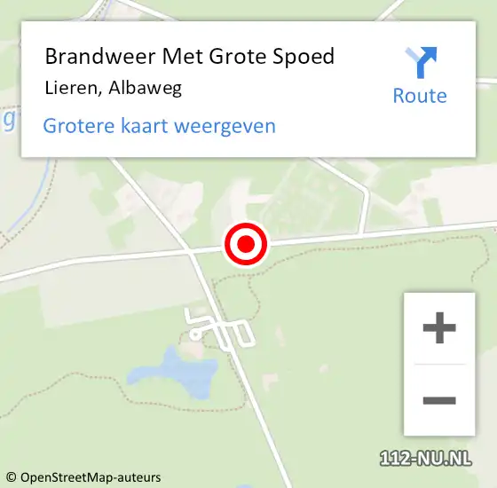 Locatie op kaart van de 112 melding: Brandweer Met Grote Spoed Naar Lieren, Albaweg op 1 juli 2018 18:22