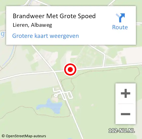 Locatie op kaart van de 112 melding: Brandweer Met Grote Spoed Naar Lieren, Albaweg op 1 juli 2018 18:26