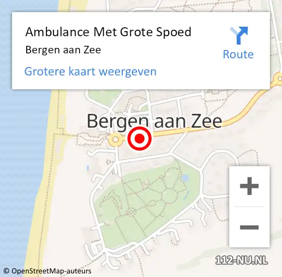 Locatie op kaart van de 112 melding: Ambulance Met Grote Spoed Naar Bergen aan Zee op 1 juli 2018 18:39
