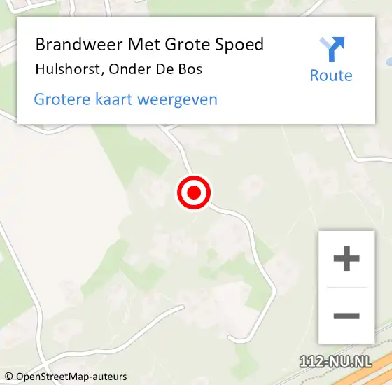 Locatie op kaart van de 112 melding: Brandweer Met Grote Spoed Naar Hulshorst, Onder De Bos op 1 juli 2018 19:11