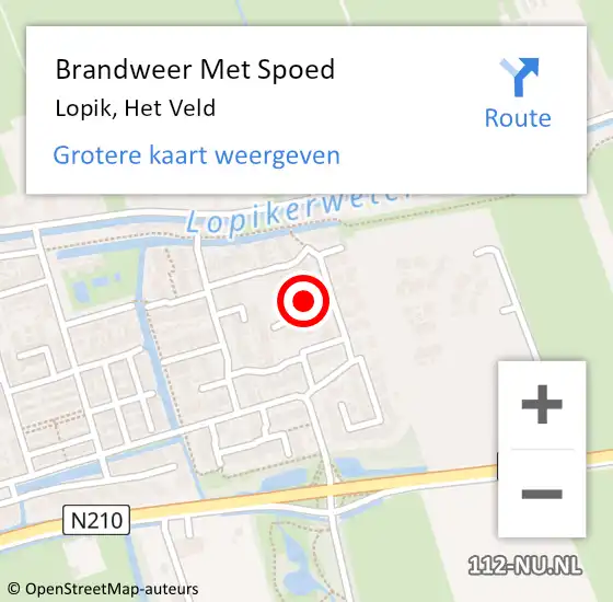 Locatie op kaart van de 112 melding: Brandweer Met Spoed Naar Lopik, Het Veld op 1 juli 2018 19:19