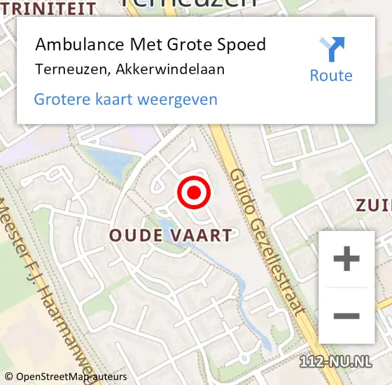 Locatie op kaart van de 112 melding: Ambulance Met Grote Spoed Naar Terneuzen, Akkerwindelaan op 1 juli 2018 19:20