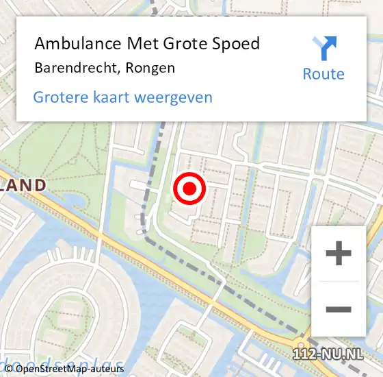 Locatie op kaart van de 112 melding: Ambulance Met Grote Spoed Naar Barendrecht, Rongen op 1 maart 2014 13:14