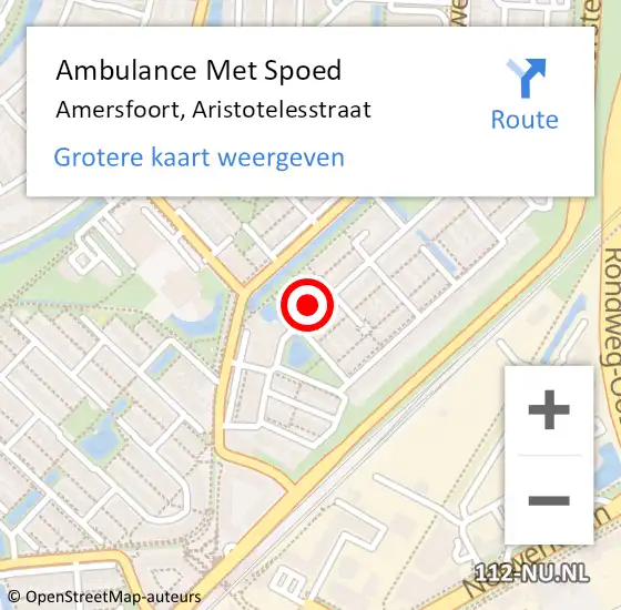 Locatie op kaart van de 112 melding: Ambulance Met Spoed Naar Amersfoort, Aristotelesstraat op 1 juli 2018 20:11