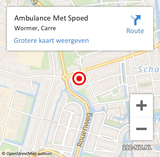 Locatie op kaart van de 112 melding: Ambulance Met Spoed Naar Wormer, Carre op 1 juli 2018 20:13