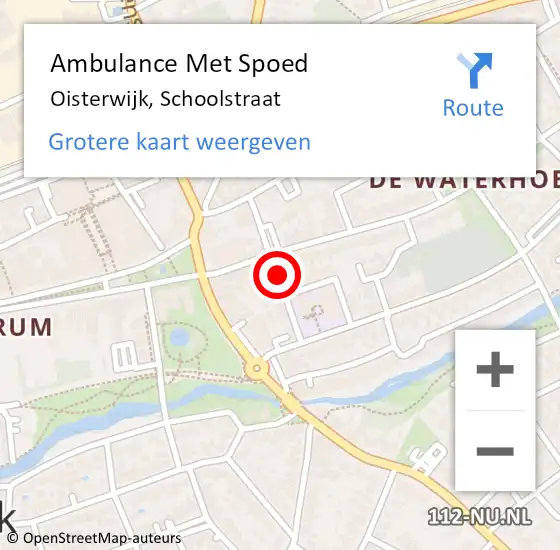 Locatie op kaart van de 112 melding: Ambulance Met Spoed Naar Oisterwijk, Schoolstraat op 1 juli 2018 21:07