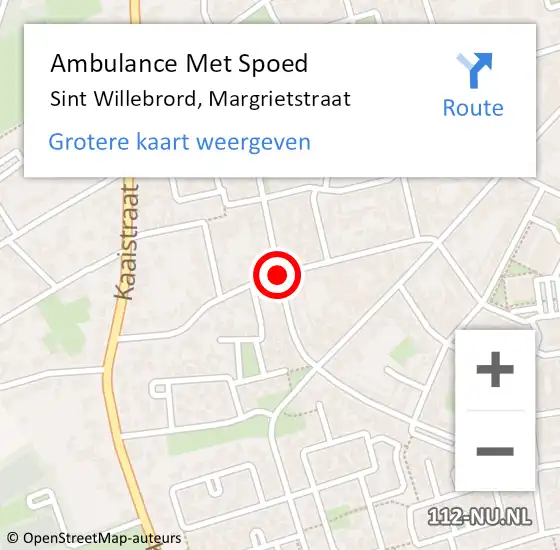 Locatie op kaart van de 112 melding: Ambulance Met Spoed Naar Sint Willebrord, Margrietstraat op 1 juli 2018 21:13