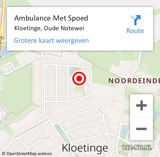 Locatie op kaart van de 112 melding: Ambulance Met Spoed Naar Kloetinge, Oude Notewei op 1 juli 2018 21:31