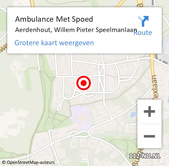 Locatie op kaart van de 112 melding: Ambulance Met Spoed Naar Aerdenhout, Willem Pieter Speelmanlaan op 1 juli 2018 21:40