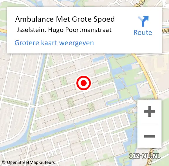 Locatie op kaart van de 112 melding: Ambulance Met Grote Spoed Naar IJsselstein, Hugo Poortmanstraat op 1 juli 2018 22:19