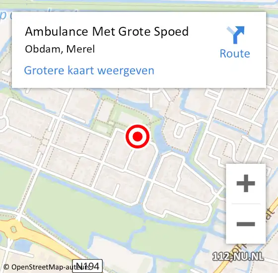 Locatie op kaart van de 112 melding: Ambulance Met Grote Spoed Naar Obdam, Koperwiek op 1 juli 2018 23:09