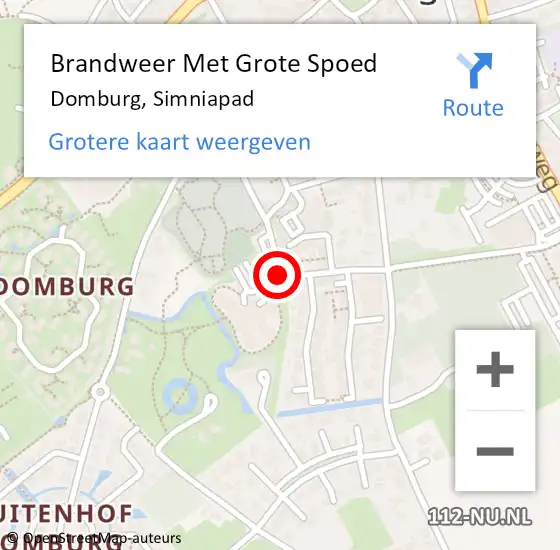 Locatie op kaart van de 112 melding: Brandweer Met Grote Spoed Naar Domburg, Simniapad op 1 juli 2018 23:10
