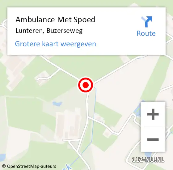 Locatie op kaart van de 112 melding: Ambulance Met Spoed Naar Lunteren, Buzerseweg op 2 juli 2018 00:34