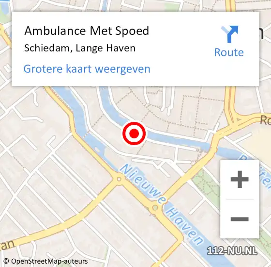 Locatie op kaart van de 112 melding: Ambulance Met Spoed Naar Schiedam, Lange Haven op 2 juli 2018 00:42