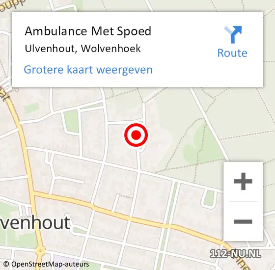 Locatie op kaart van de 112 melding: Ambulance Met Spoed Naar Ulvenhout, Wolvenhoek op 2 juli 2018 01:56