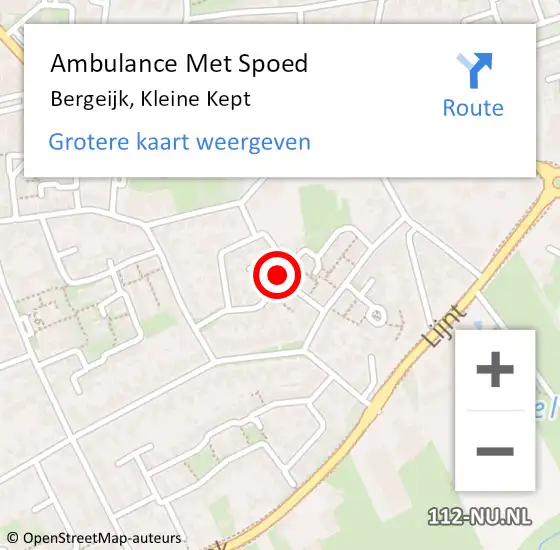 Locatie op kaart van de 112 melding: Ambulance Met Spoed Naar Bergeijk, Kleine Kept op 2 juli 2018 03:00