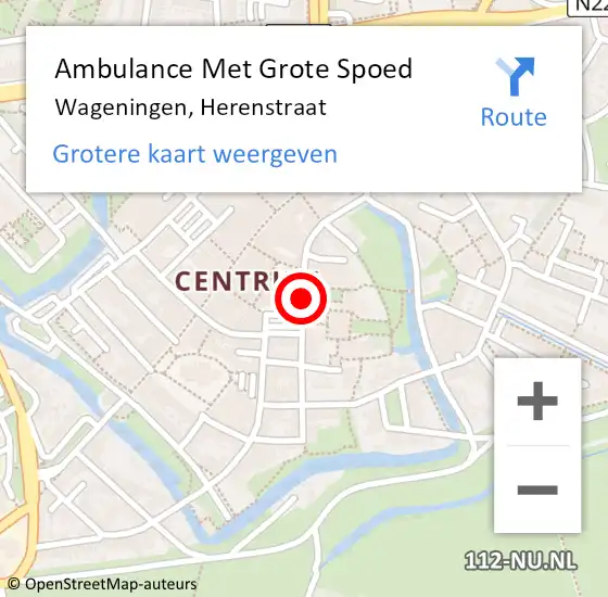 Locatie op kaart van de 112 melding: Ambulance Met Grote Spoed Naar Wageningen, Herenstraat op 2 juli 2018 03:37