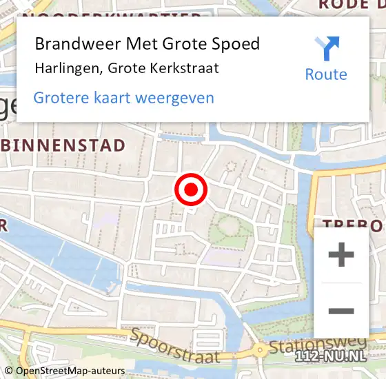 Locatie op kaart van de 112 melding: Brandweer Met Grote Spoed Naar Harlingen, Grote Kerkstraat op 2 juli 2018 03:38