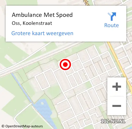 Locatie op kaart van de 112 melding: Ambulance Met Spoed Naar Oss, Koolenstraat op 2 juli 2018 04:15
