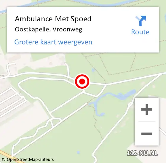 Locatie op kaart van de 112 melding: Ambulance Met Spoed Naar Oostkapelle, Vroonweg op 2 juli 2018 04:23
