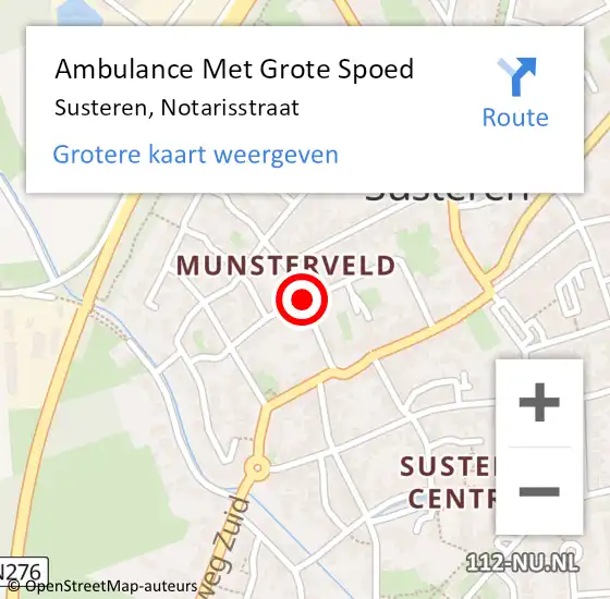 Locatie op kaart van de 112 melding: Ambulance Met Grote Spoed Naar Susteren, Notarisstraat op 2 juli 2018 04:41