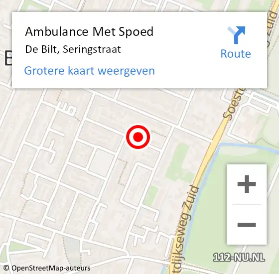 Locatie op kaart van de 112 melding: Ambulance Met Spoed Naar De Bilt, Seringstraat op 2 juli 2018 05:24