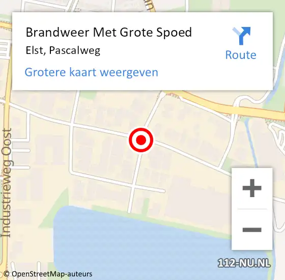 Locatie op kaart van de 112 melding: Brandweer Met Grote Spoed Naar Elst, Pascalweg op 2 juli 2018 05:38
