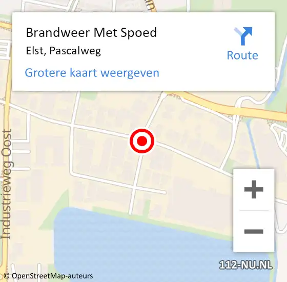 Locatie op kaart van de 112 melding: Brandweer Met Spoed Naar Elst, Pascalweg op 2 juli 2018 05:57