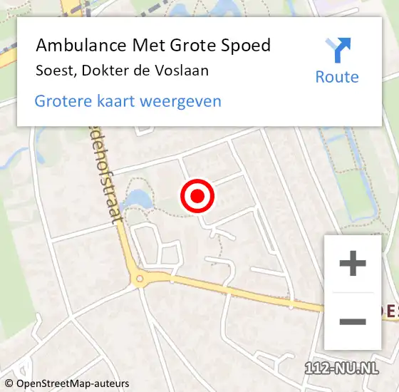 Locatie op kaart van de 112 melding: Ambulance Met Grote Spoed Naar Soest, Dokter de Voslaan op 2 juli 2018 06:52