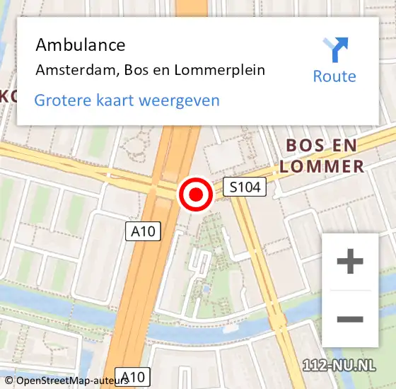 Locatie op kaart van de 112 melding: Ambulance Amsterdam, Bos en Lommerplein op 2 juli 2018 07:03